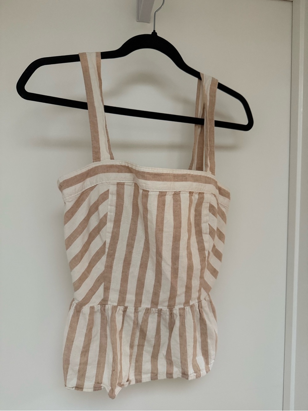 Draper James Beige and White Striped Sleeveless Top